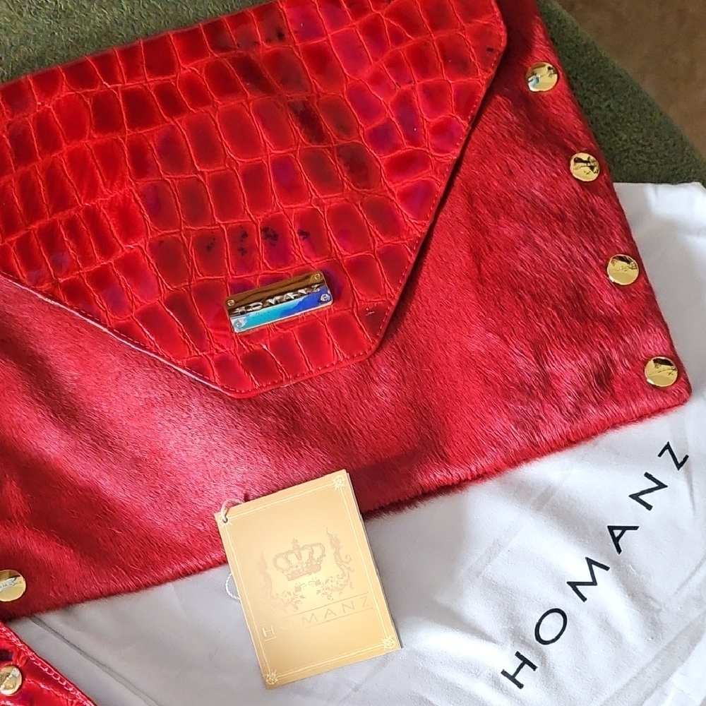 Red Clutch with Gold Accents